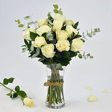 Vase Of Elegant White Roses: Sympathy & Funeral Flowers to Ajman