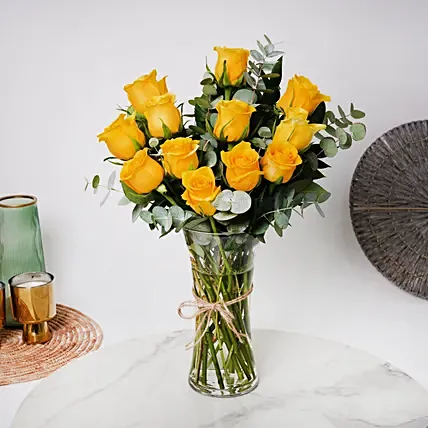 Vase Of Sunshine Yellow Roses: Yellow Rose Bouquets