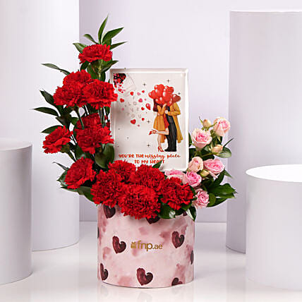 Valentines Day Floral Heart Box with Love Frame: Valentines Day Flowers and Cakes