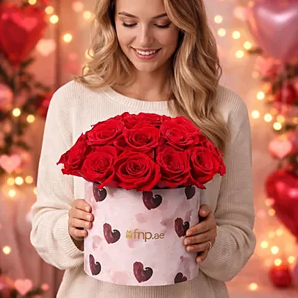Romantic Red Roses in Heart Box: One Hour Delivery Flowers