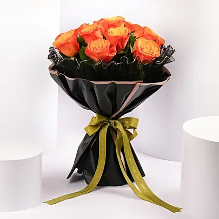 Luxury Led Orange Roses Gift Bouquet: باقات ورد اونلاين 
