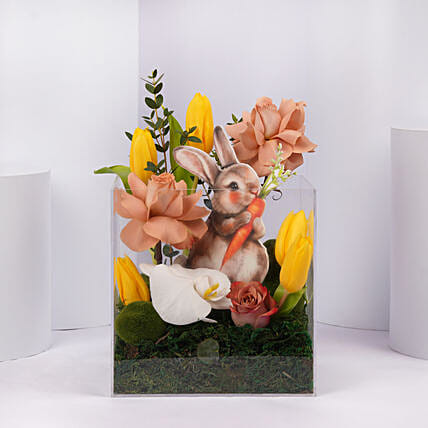 Bunny Glass Flower Box: Easter Gifts 