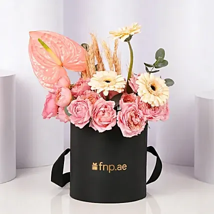 Peach Whisper Floral Box: Flower Box Bouquet