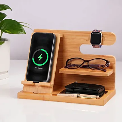Personalized Wooden Office Organizer Stand: Personalised Valentines Day Gifts   