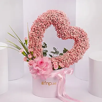 Heart Shaped Pink Babys Breath Arrangement: Mother's Day Flowers