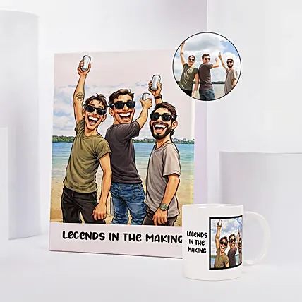 Legends in the Making Caricature and Mug Set: Birthday Personalised Gifts