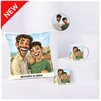 Brothers in Crime Cushion Mug Set: New Arrival-personalised-gifts