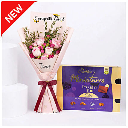Elegant Flower Arrangement in a Black Box With Cadbury Chocolates 200g: New Arrival-personalised-gifts