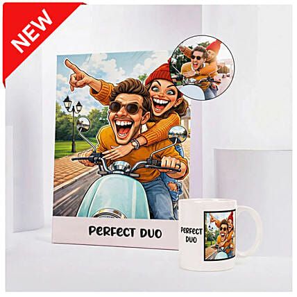 Perfect Duo Caricature and Mug Set: Birthday Mugs
