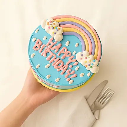 Rainbow Theme Red Velvet Cake 1 KG: Designer Cakes