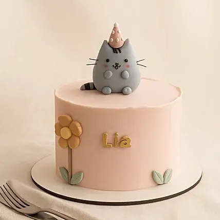 Cat Theme Round Chocolate Fudge Cake 1 KG: Designer Cakes