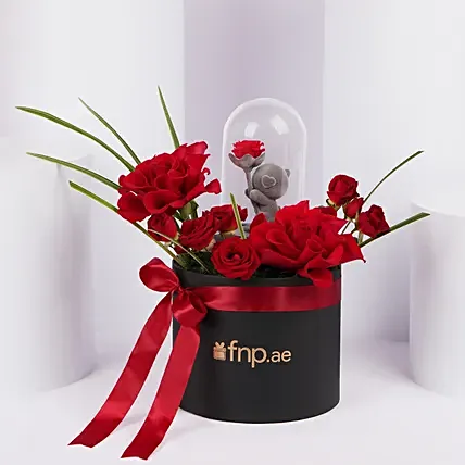 Elegant Rose Arrangement with Teddy Dome: Forever Roses