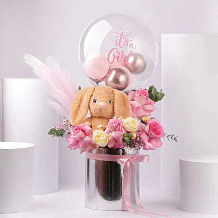 New Born Girl Bloom Hug Box: New Arrival Combos