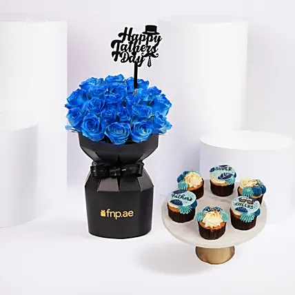 Fathers Day Roses And Cupcakes: Fathers Day Gift Combo