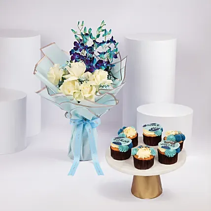 Fathers Day Bouquet with Cupcakes: Fathers Day Cupcakes