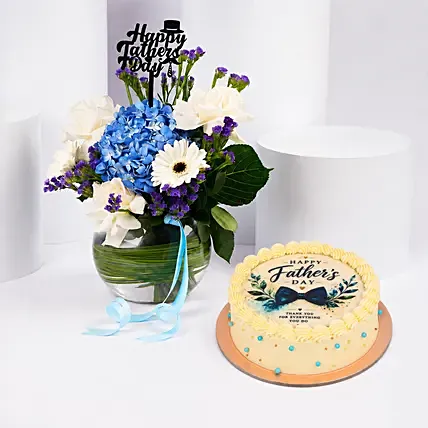 Fathers Day Floral Cake Combo: Fathers Day Gift Combo