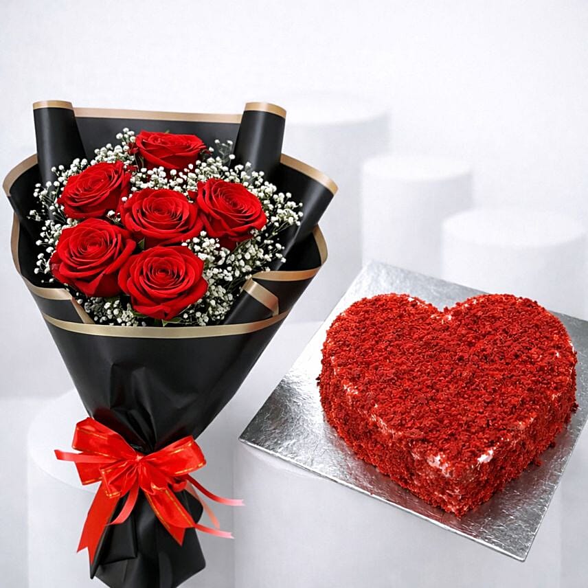Forever Love Red Roses and Red Velvet cake: Send Cakes to Oman