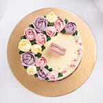 Flowers And Macaroons Chocolate Cake