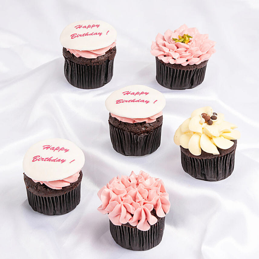 Birthday Flower Cupcakes: Send Chocolate Cakes To Qatar