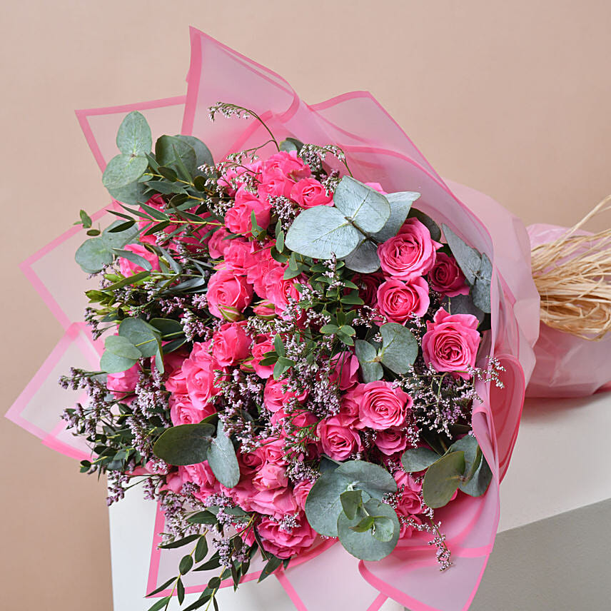 Pretty Pink Posy: Flower Bouquet To Qatar