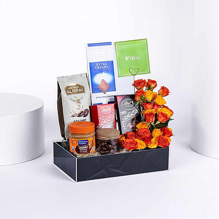 Exquisite Treats & Mixed Roses Arrangement: 