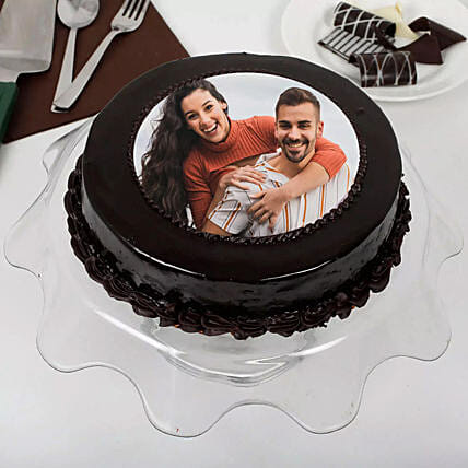 Chocolate Truffle Anniversary Photo Cake 500gm: أرسل هدايا مخصصة إلى قطر