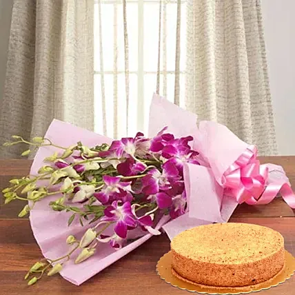 Purple Orchids Honey Cake 4 Portions: توصيل كيك و ورد في قطر