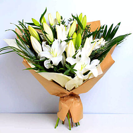 White Beauty Lilies Bouquet Standard: 