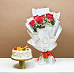 Passionate Love Roses and Cake Surprise