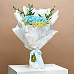 White Roses in a Blue Sea with Cake Surprise
