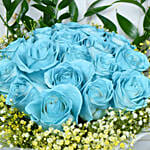 White Roses in a Blue Sea with Cake Surprise