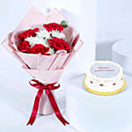 Anniversary Flower Bouquet N Candle Cake