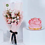 Pink Flower and Cake Combo