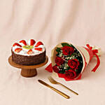 Red Roses & Black Forest Cake Half Kgs