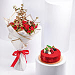 Red Spray Rose & Red Velvet Cake