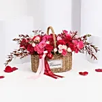ورود عيد الحب - سلة ورد مشكل أحمر وأبيض بتنسيق جميل