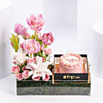 Mothers Day Mono Cake And Premium Flowers