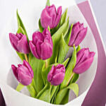 Purple Tulip Bouquet With Macaron Chocolate Delight