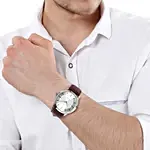 Titan Classic Silver Dial Leather Strap Watch For Him