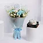 Blue Serenity Blooms with Chocolate Cake