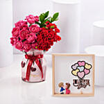 Valentines Mixed Roses in Heart Sleeve with Led Frame