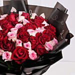 Romantic Red And White Rose Flower Bouquet
