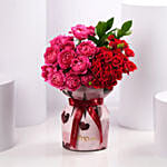 Elegant Mixed Roses In Pink Heart Sleeve