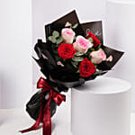 Elegant Red And Pink Roses Hand Bouquet