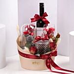 Elegant Wine And Red Roses Hamper