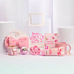Mothers Day Pink Gift Bag With Floral Accent