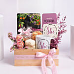 Womens Day Tulips And Roses Box With Candle