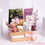 Womens Day Tulips And Roses Box With Candle