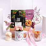 Womens Day Tulips And Roses Box With Candle