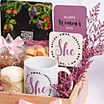 Womens Day Tulips And Roses Box With Candle